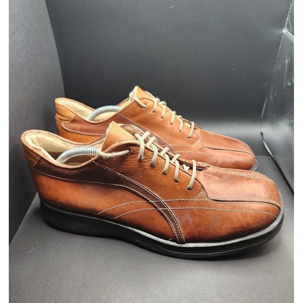 Hippopotamus Shoes Mens Size 10.5 Brown Leather Lace Up Casual Made In Italy